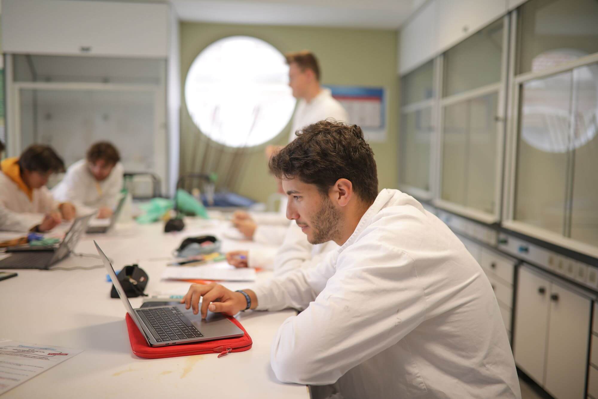 student working in a lab