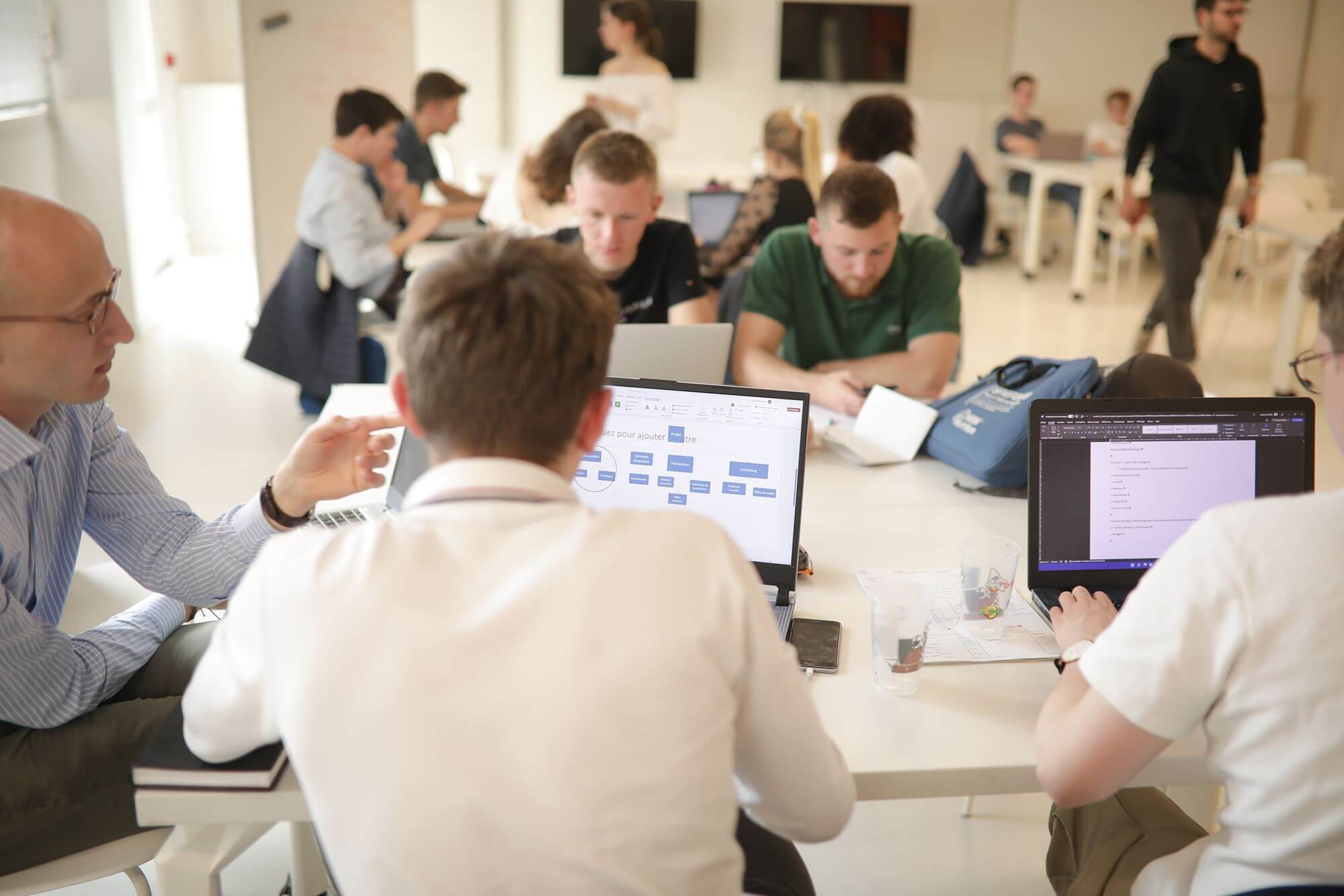 students working in group with computers