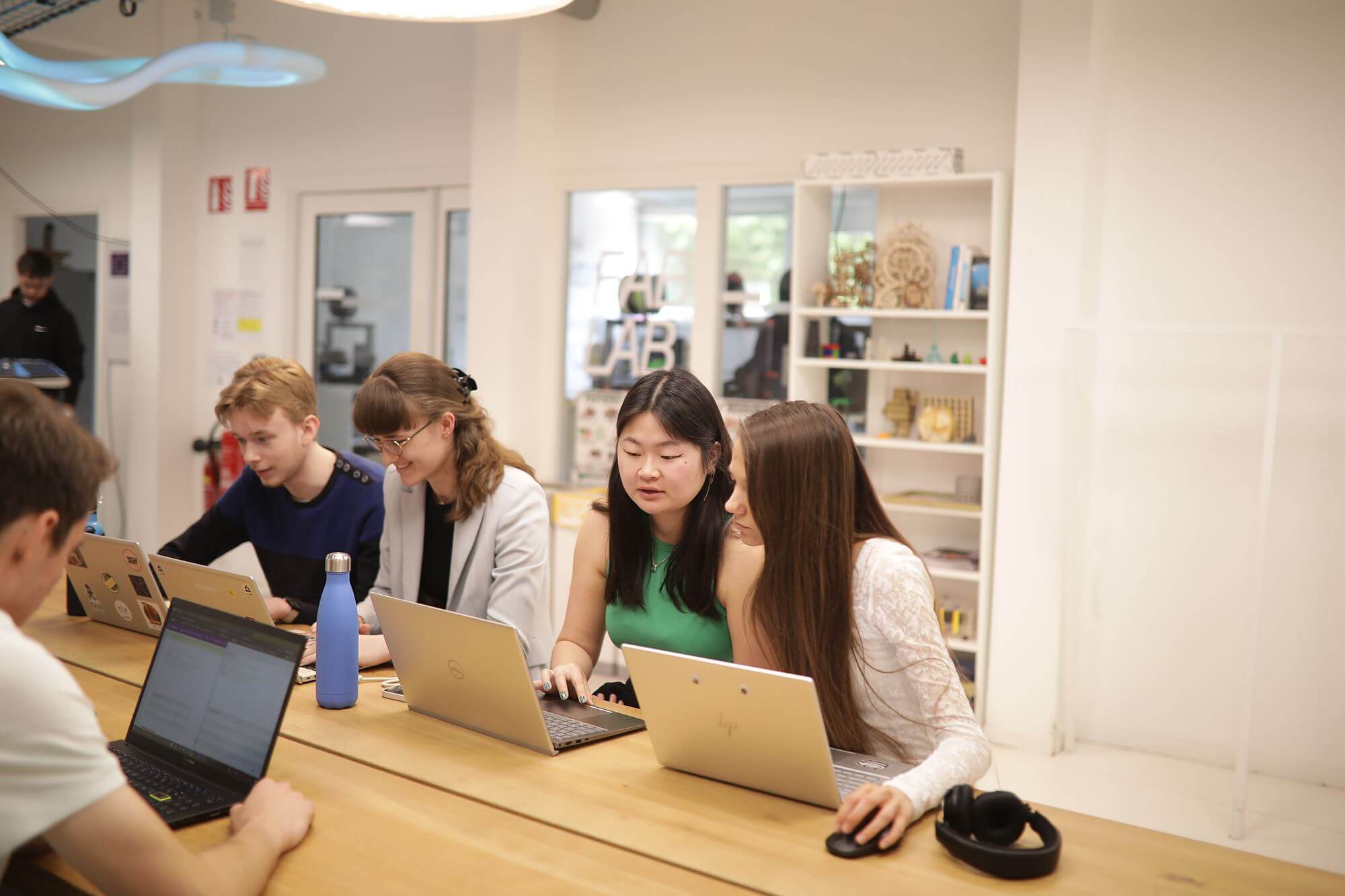 Working students on computers