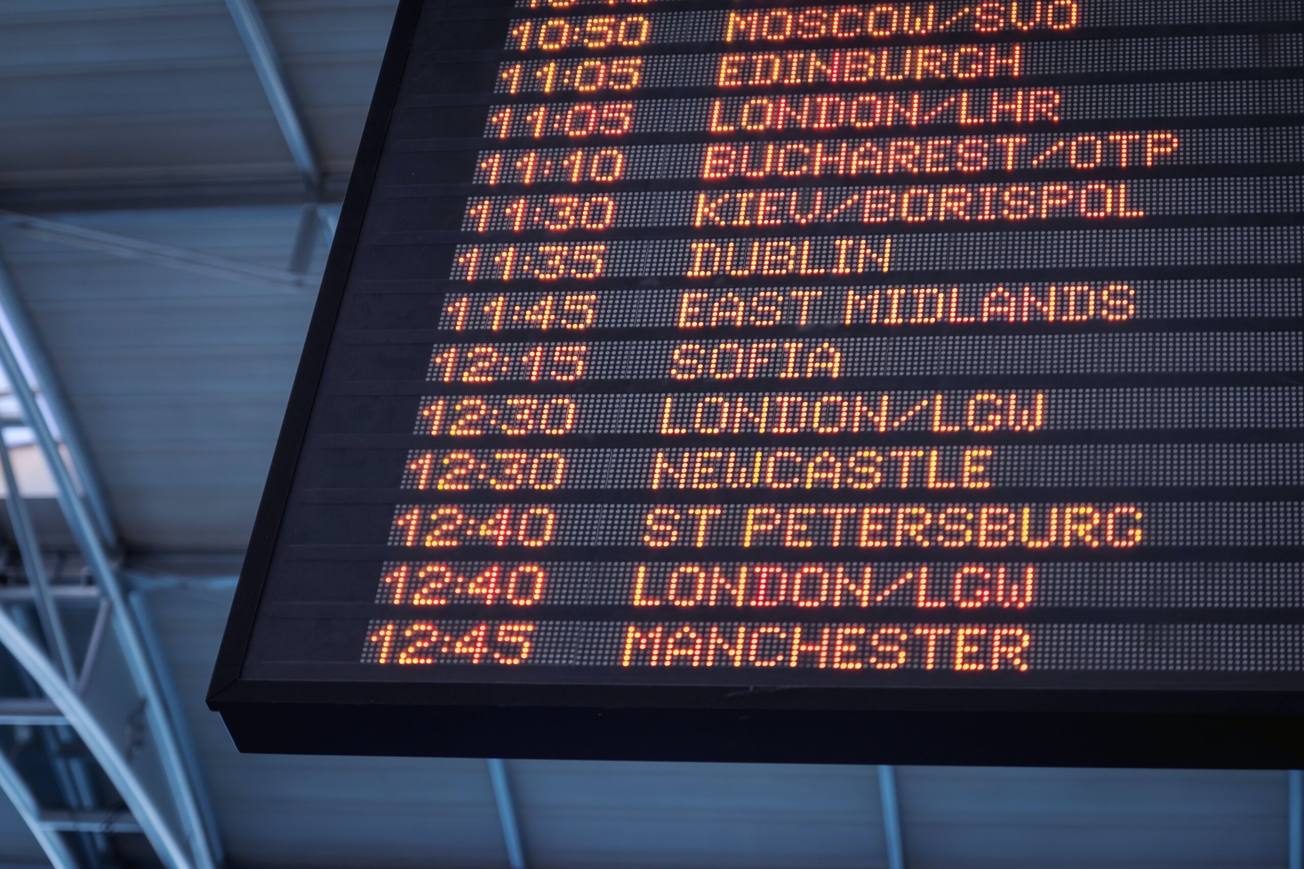 panneau d'affichage des destinations dans un aéroport