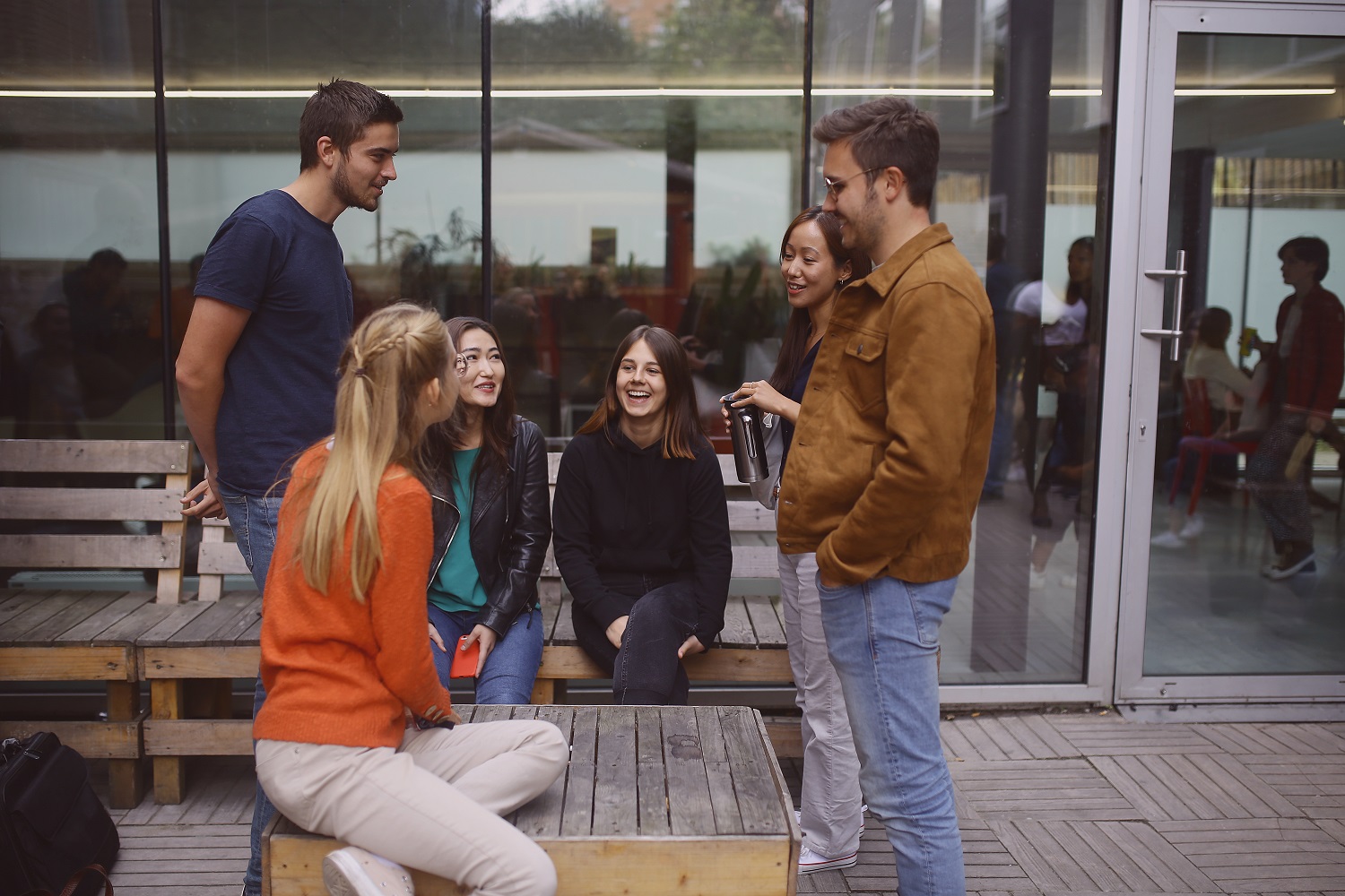 students in group in the campus