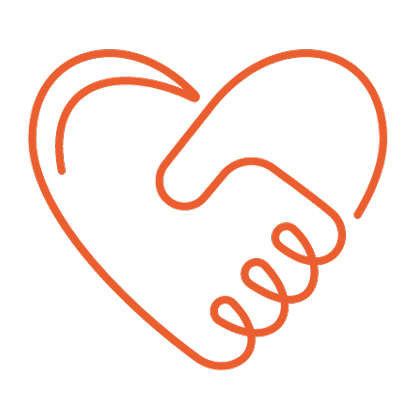 Pictogramme orange représentant une poignée de main
