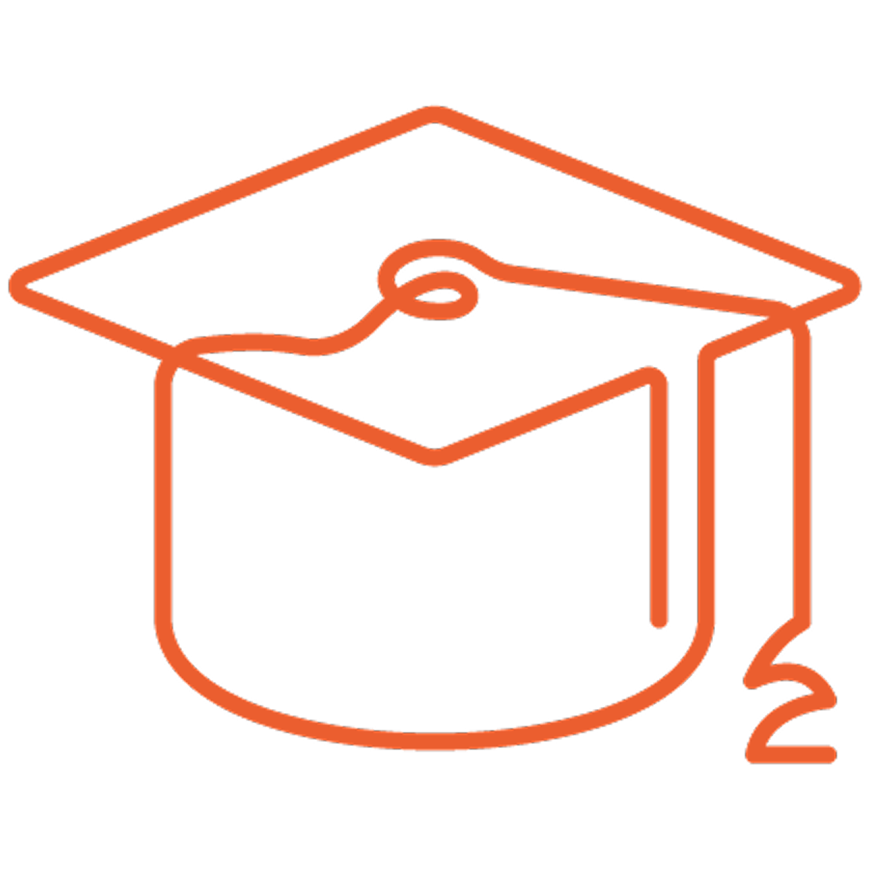Pictogramme orange représentant un chapeau de diplômé
