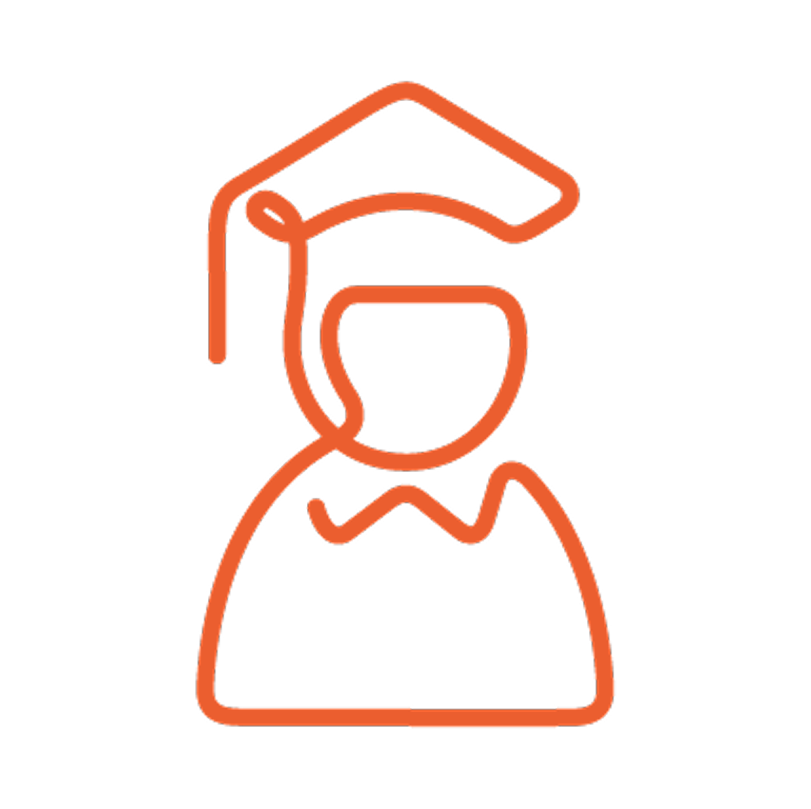 Pictogramme orange représentant un étudiant diplômé