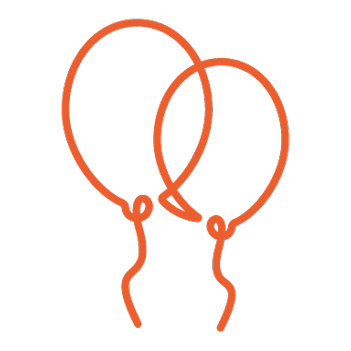 Pictogramme orange représentant des ballons à l'hélium