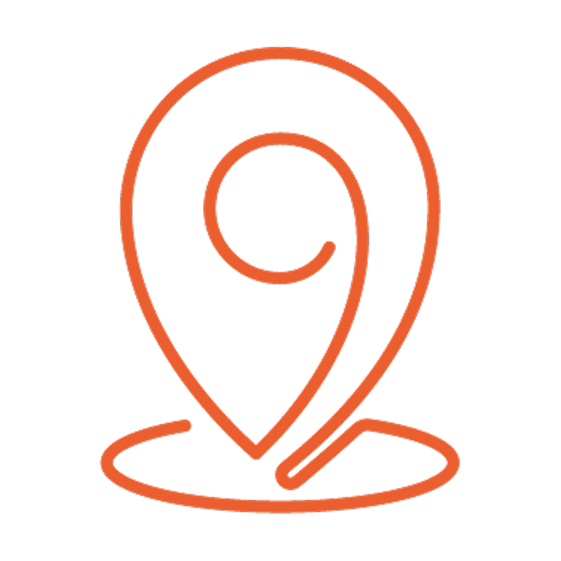 Pictogramme orange représentant un pin de localisation
