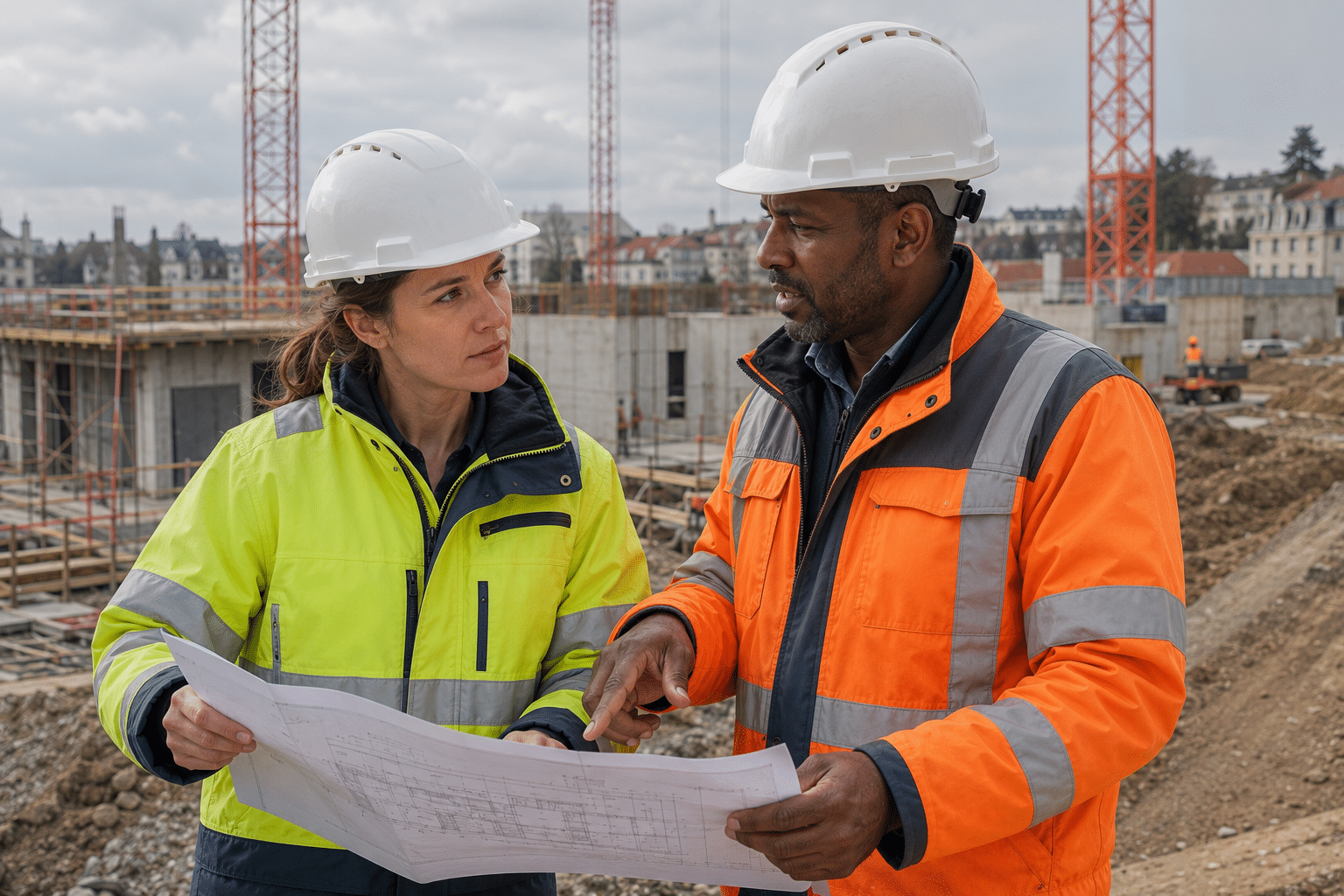 2 conducteurs de travaux sur un chantier