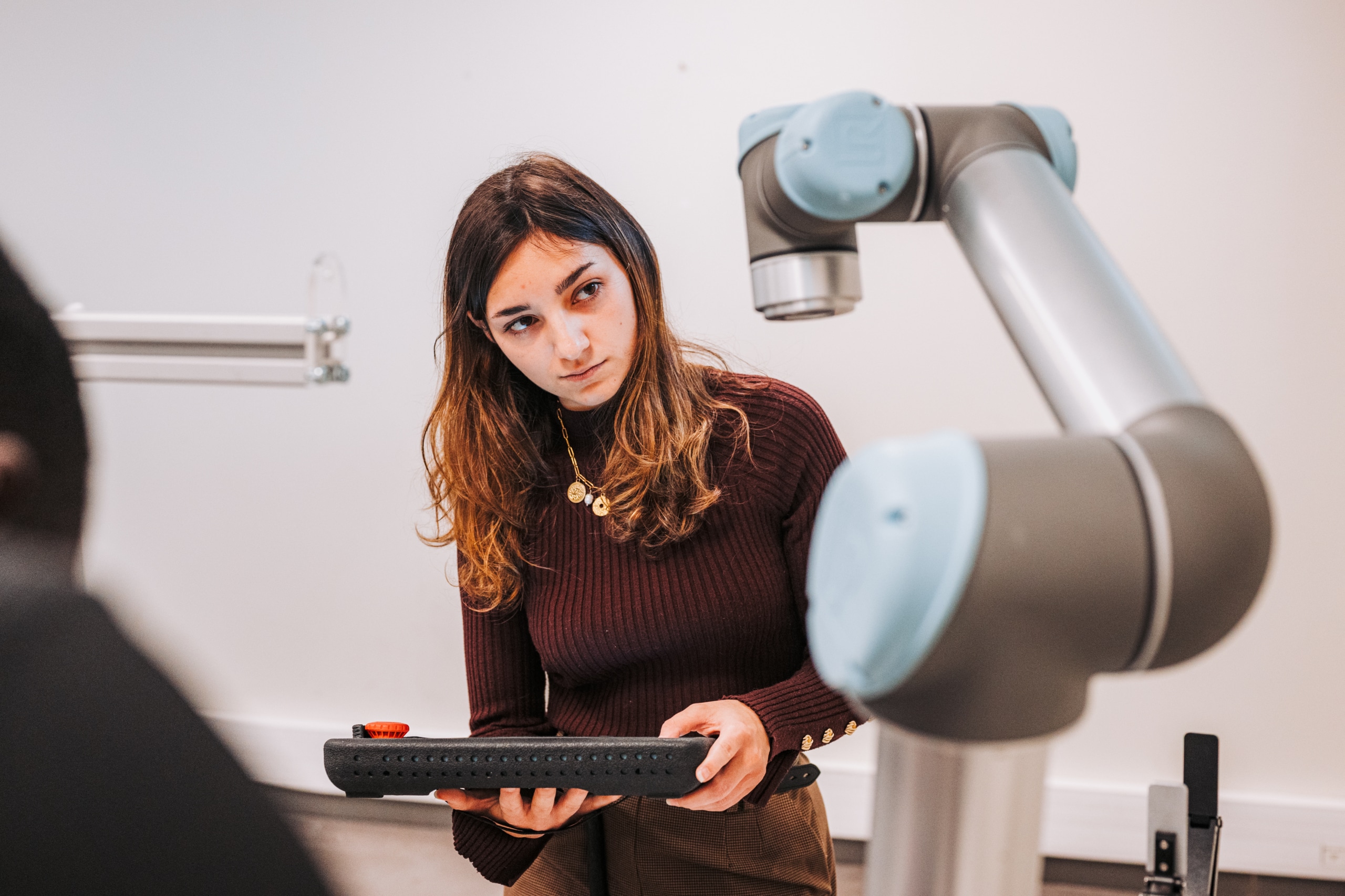 A student is working with a machine