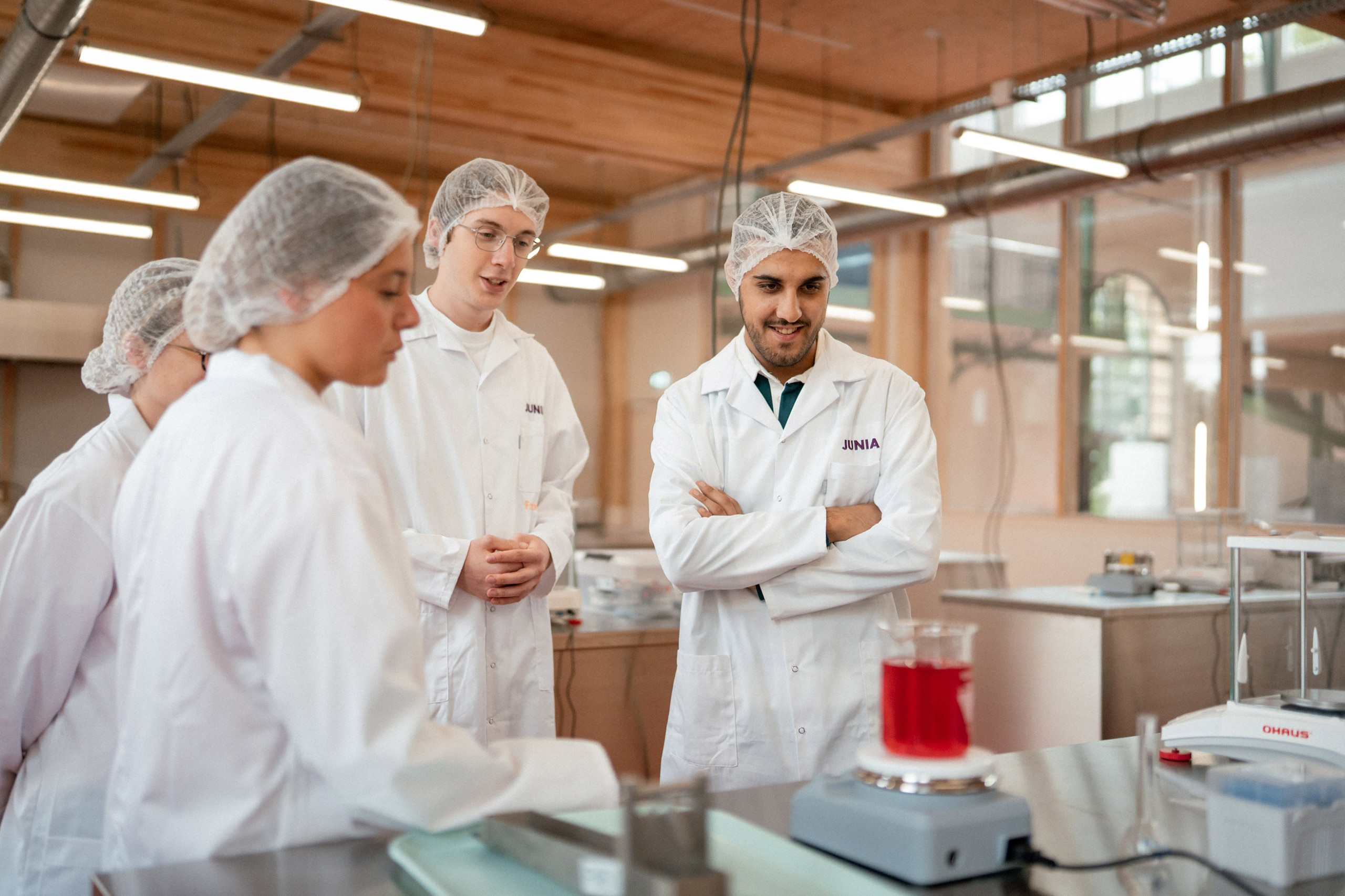 A group of students is observing an experiment