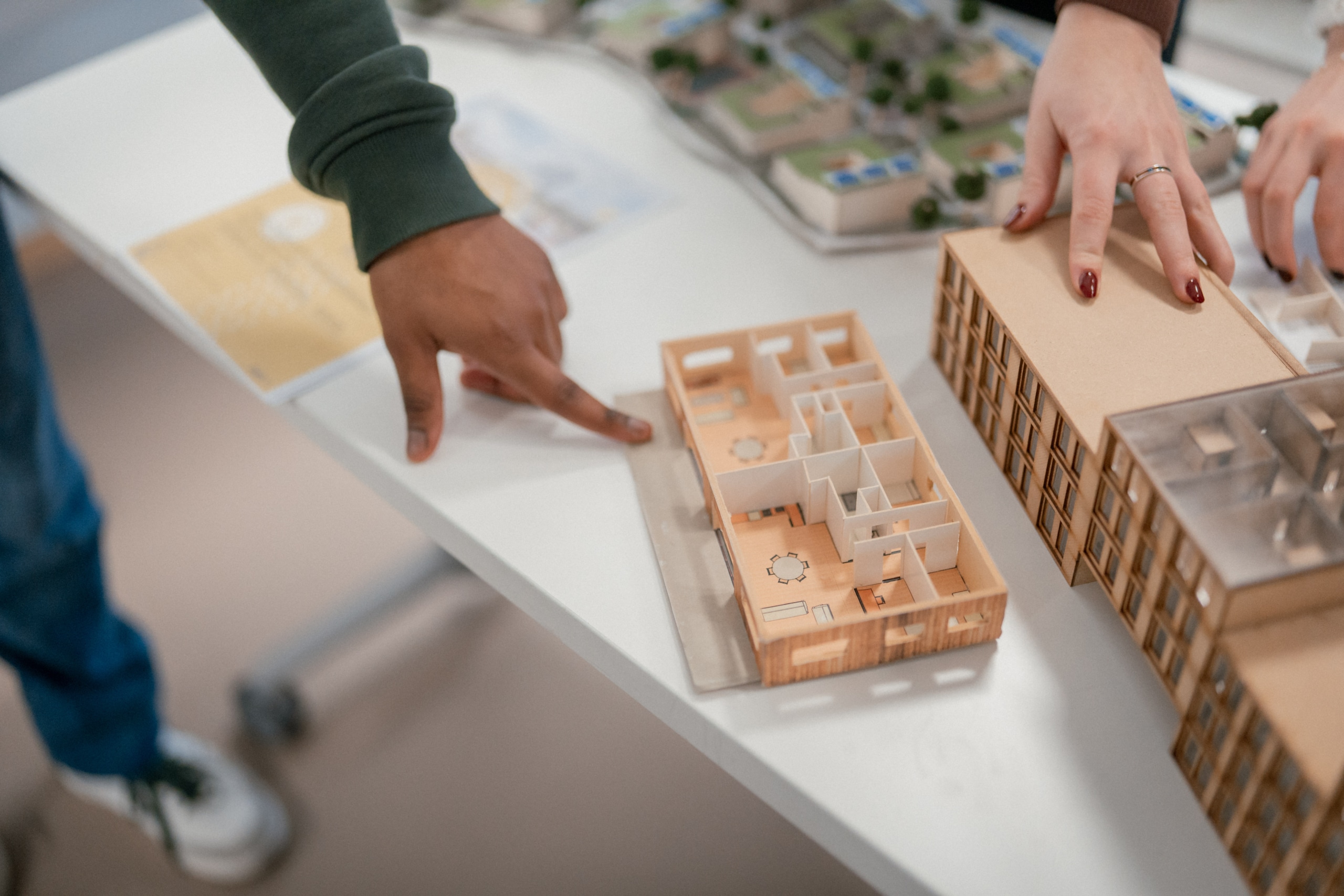 Construction model on a table